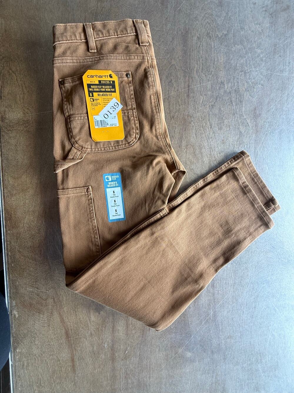Carhartt Women’s Rugged Flex Double Front Work Pants Brown 6 Tall NWT